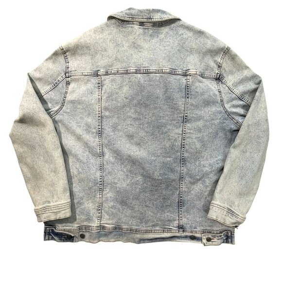 Mens Denim Trucker Jean Jacket Lt Wash Blue Retro Casual Relaxed Workwear 2XL - Picture 2 of 9
